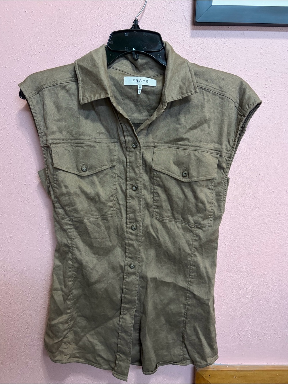 FRAME Denim Arie Button Up Top Cargo XS